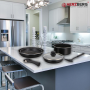 Herzberg HG-8090-7BK : Batterie de cuisine 7 pièces à revêtement en marbre