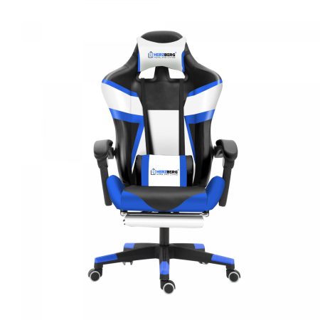 Herzberg HG-8082: Tri-color Gaming and Office Chair with T-shape Accent Blue