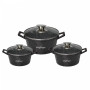 Cheffinger CF-DIAC03: Set De 6 Casseroles En Forme De Diamant - 20cm, 24cm, 28CM Noire