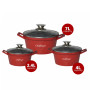 Cheffinger CF-DIAC03: Set De 6 Casseroles En Forme De Diamant - 20cm, 24cm, 28CM Rouge