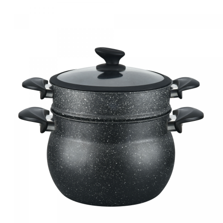 Cheffinger CF-COUS6 : Marmite À Couscous 6L Enrobée De Marbre Pour Cuisson À La Vapeur