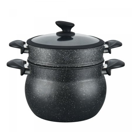 Cheffinger CF-COUS8 : Marmite À Couscous 8L Enrobée De Marbre Pour Cuisson À La Vapeur