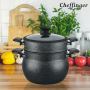 Cheffinger CF-COUS8 : Marmite À Couscous 8L Enrobée De Marbre Pour Cuisson À La Vapeur