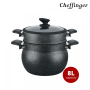 Cheffinger CF-COUS8 : Marmite À Couscous 8L Enrobée De Marbre Pour Cuisson À La Vapeur