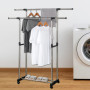 Herzberg HG-03251: Adjustable Double Rod Rolling Clothing Garment Rack