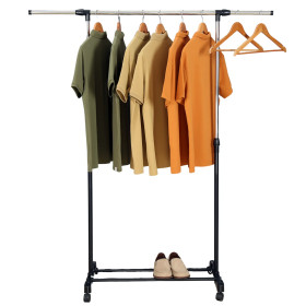 Herzberg HG-03268: Adjustable Single Rod Rolling Clothing Garment Rack