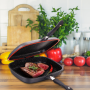 Cheffinger CF-DG32: Double poêle à griller réversible revêtue de marbre - 32cm Noire
