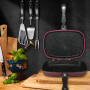 Cheffinger CF-DG32: Double poêle à griller réversible revêtue de marbre - 32cm Noire