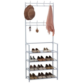 Herzberg Segmented Hallstand Clothes Hanger with 4 Shelves Shoe Rack - 60x155cm