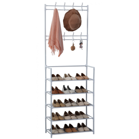 Herzberg Segmented Hallstand Clothes Hanger with 5 Shelves Shoe Rack - 60x173cm