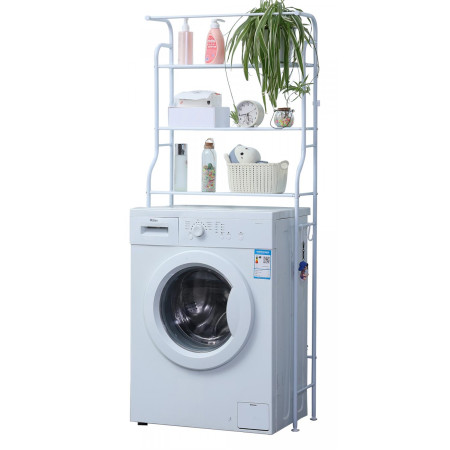 Herzberg HG-03299: 3-Tier Washing Machine and Bathroom Storage Shelf with Towel Hanger White