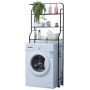 Herzberg HG-03299: 3-Tier Washing Machine and Bathroom Storage Shelf with Towel Hanger Black