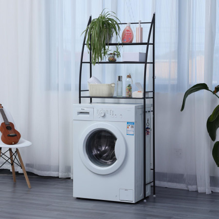 Herzberg HG-03305: 3-Tier Washing Machine and Bathroom Storage Shelf Organizer Black