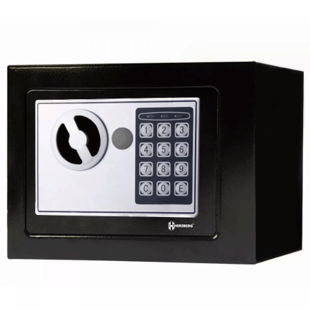 Herzberg HG-03848 : Coffre-fort électronique numérique en acier - 17x23x17cm