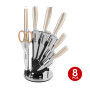 Herzberg HG-SKN8: Set de couteaux en acier inoxydable 8 pièces + support acrylique pivotant et pliable à 360 Noire