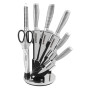 Herzberg HG-SKN8: Set de couteaux en acier inoxydable 8 pièces + support acrylique pivotant et pliable à 360 Rouge