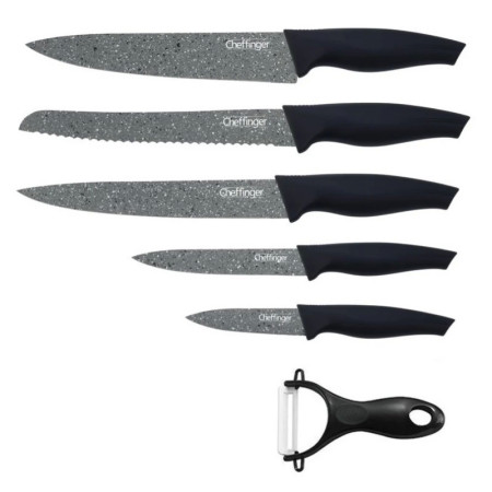 Chefffinger CF-MB05: Ensemble De 6 Couteaux Avec Revêtement En Granit.