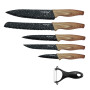 Cheffinger CF-MB06: Ensemble De 6 Couteaux À Revêtement En Marbre Avec Motif En Bois.