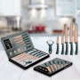 Cheffinger CF-MB10: Ensemble De Couteaux 6 Pièces Avec Revêtement En Marbre - Collection Titanium Gold + Vert.