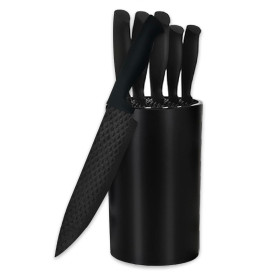 Cheffinger CF-JJ06: Ensemble De 6 Couteaux De Cuisine Antiadhésifs Avec Motif Diamant - Noir.