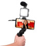 Grundig ED-38135: Kit de vlogging selfie studio 3 en 1 avec éclairage, microphone et trépied