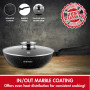 Herzog HR-2617: Wok à Revêtement en Marbre de 28cm Avec Couvercle en Verre à Bouton Aromatique