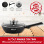 Herzog HR-3617: Wok Recouvert de Marbre de 28cm Avec Couvercle à Bouton Aromatique et Poignée Amovible