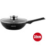 Herzog HR-3618: Wok Recouvert de Marbre de 32cm Avec Couvercle à Bouton Aromatique et Poignée Amovible