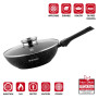 Herzog HR-3618: Wok Recouvert de Marbre de 32cm Avec Couvercle à Bouton Aromatique et Poignée Amovible