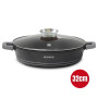 Herzog HR-5213: Cocotte peu Profonde Recouverte de Marbre de 32cm Avec Bouton Aromatique - 6.1L