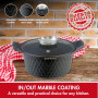 Herzog HR-5216: Cocotte en Marbre Avec Revêtement en Marbre de 20cm Avec Bouton Aromatique - 2.4L