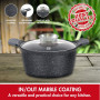 Herzog HR-5221: Cocotte à Revêtement en Marbre de 20cm Avec Bouton Aromatique - 2.6L