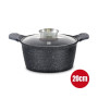 Herzog HR-5221: Cocotte à Revêtement en Marbre de 20cm Avec Bouton Aromatique - 2.6L