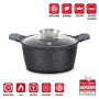Herzog HR-5221: Cocotte à Revêtement en Marbre de 20cm Avec Bouton Aromatique - 2.6L