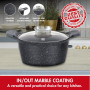 Herzog HR-5224: Cocotte à Revêtement en Marbre de 32cm Avec Bouton Aromatique - 10.2L