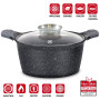 Herzog HR-5224: Cocotte à Revêtement en Marbre de 32cm Avec Bouton Aromatique - 10.2L