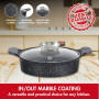 Herzog HR-5225 : Cocotte Peu Profonde Recouverte de Marbre de 28cm Avec Bouton Aromatique - 3.7L