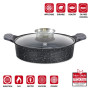 Herzog HR-5225 : Cocotte Peu Profonde Recouverte de Marbre de 28cm Avec Bouton Aromatique - 3.7L