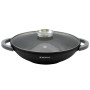 Herzog HR-5231: Wok à Revêtement en Marbre de 40 cm avec Bouton Aromatique avec Couvercle en Verre - 8.5L