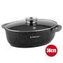 Herzog HR-5232: Rôtissoire à Revêtement en Marbre de 38 cm Avec Couvercle en Verre et Bouton Aromatique - 8.4L