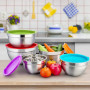 Herzberg HG-04074: Bol À Mélanger Gigogne 5 Pièces Avec Couvercle En Silicone