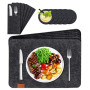 Herzberg HG-04203: Set de 18 Pièces en Feutre Naturel Pour Table de Salle a Manger, Sac a Couverts et Sous-verre