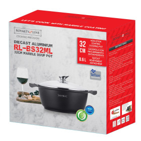 Royalty Line RL-BS32M: Marmite et cocotte en marbre - 32cm Noire