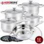Herzberg Batterie de Cuisine 12 Pièces en Acier Inoxydable