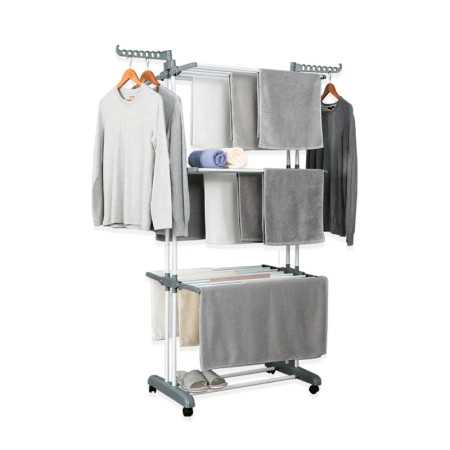 Herzberg HG-8034GRY: Moving Clothes Rack - Grey