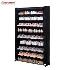 Herzberg HG-8077: 9-Tier Shoe Rack Organizer Black