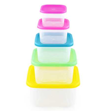 Herzberg HG-SFS5N1: Ensemble de contenants carrés pour aliments 5 en 1