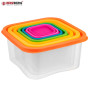 Herzberg Ensemble de contenants carrés pour aliments 7 en 1