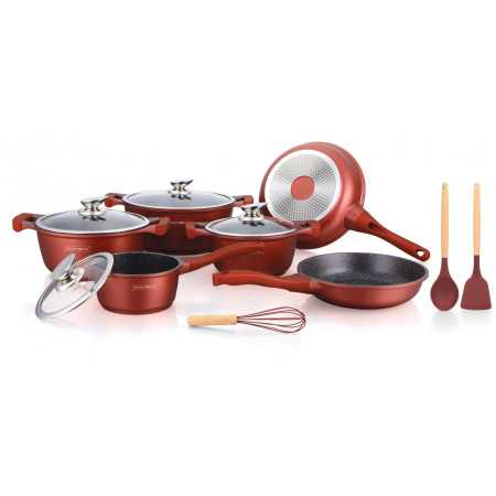 Royalty Line RL-BS1010M: Batterie de Cuisine à Revêtement en Céramique de 13 Pièces Bordeaux