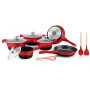 Royalty Line RL-BS1010M: Batterie de Cuisine à Revêtement en Céramique de 13 Pièces Rouge/Noir